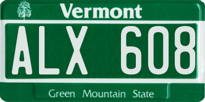 VT license plate ALX608