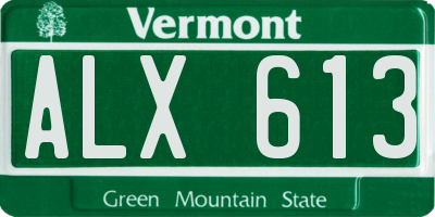 VT license plate ALX613