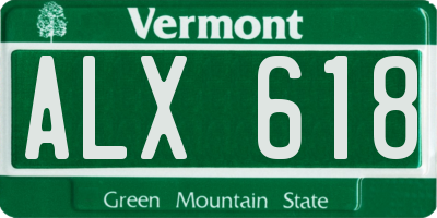 VT license plate ALX618