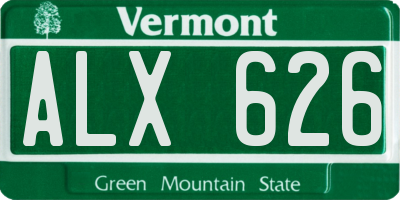 VT license plate ALX626
