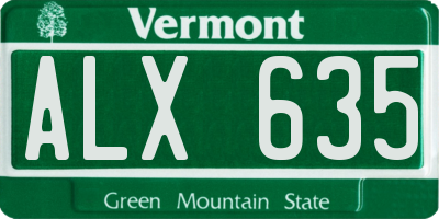 VT license plate ALX635