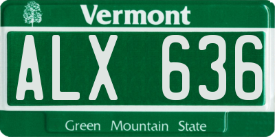 VT license plate ALX636