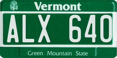 VT license plate ALX640