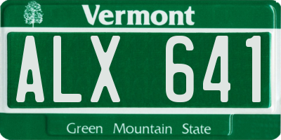 VT license plate ALX641