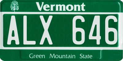 VT license plate ALX646