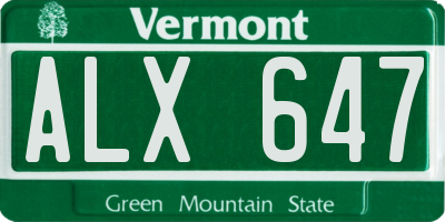 VT license plate ALX647