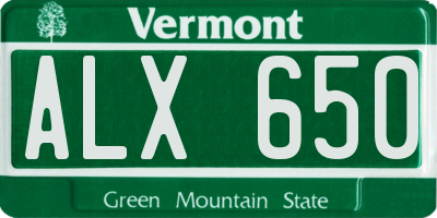 VT license plate ALX650