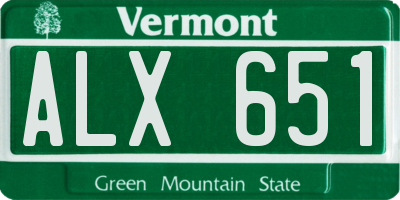 VT license plate ALX651