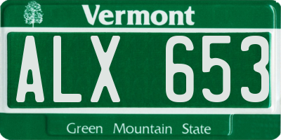 VT license plate ALX653