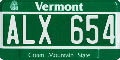 VT license plate ALX654