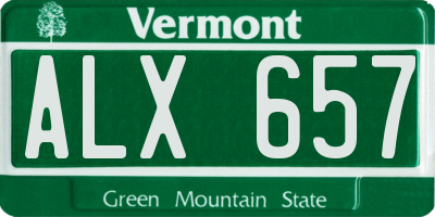 VT license plate ALX657