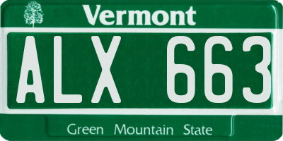 VT license plate ALX663