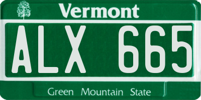 VT license plate ALX665