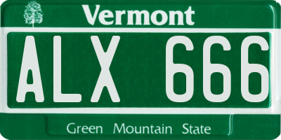 VT license plate ALX666