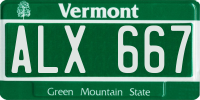 VT license plate ALX667