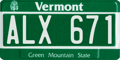 VT license plate ALX671