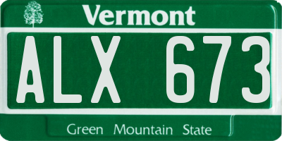 VT license plate ALX673