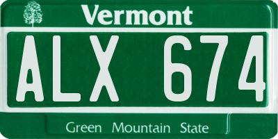 VT license plate ALX674