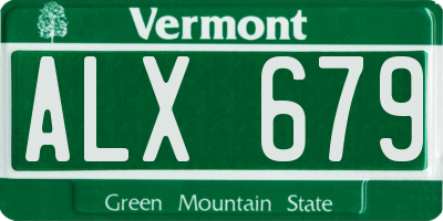 VT license plate ALX679