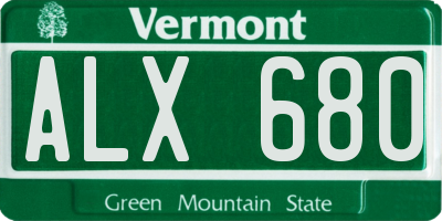 VT license plate ALX680