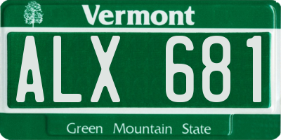 VT license plate ALX681