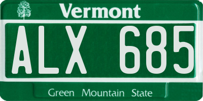 VT license plate ALX685