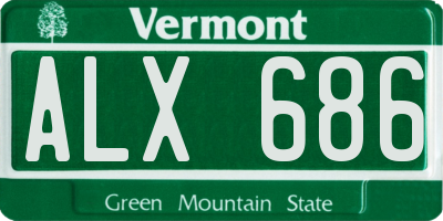 VT license plate ALX686