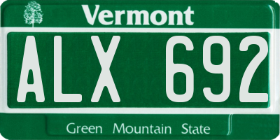 VT license plate ALX692