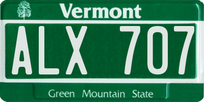VT license plate ALX707