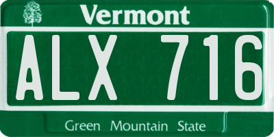 VT license plate ALX716
