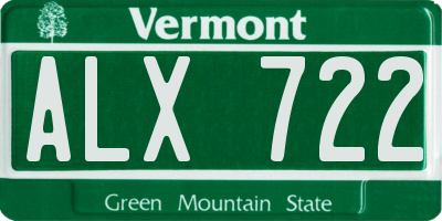 VT license plate ALX722