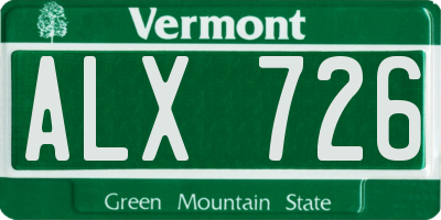 VT license plate ALX726