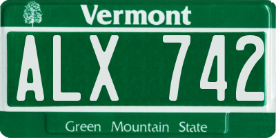 VT license plate ALX742