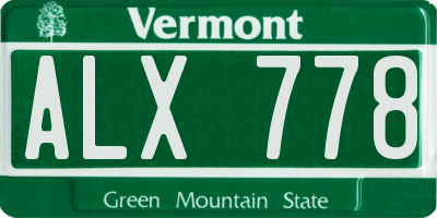VT license plate ALX778