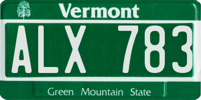 VT license plate ALX783
