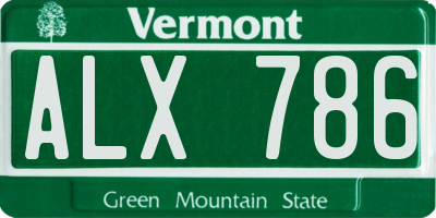 VT license plate ALX786