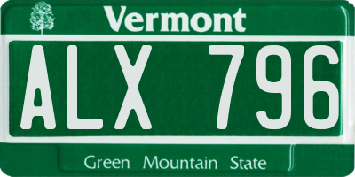 VT license plate ALX796