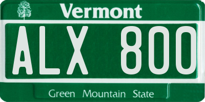 VT license plate ALX800