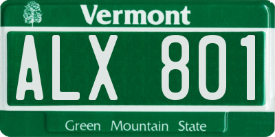VT license plate ALX801