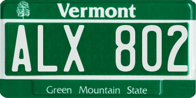 VT license plate ALX802