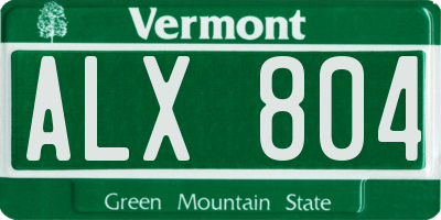 VT license plate ALX804