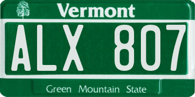 VT license plate ALX807