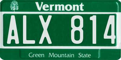 VT license plate ALX814