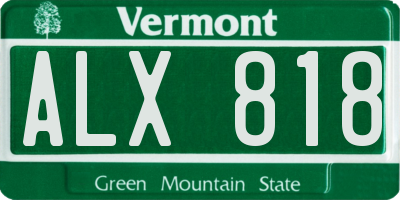 VT license plate ALX818