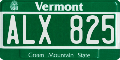 VT license plate ALX825