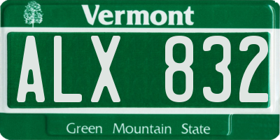 VT license plate ALX832
