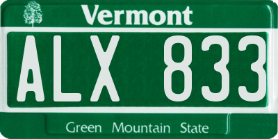 VT license plate ALX833