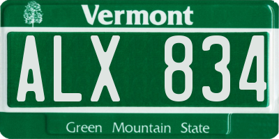 VT license plate ALX834