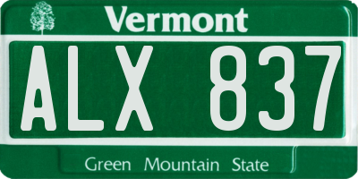 VT license plate ALX837