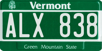 VT license plate ALX838